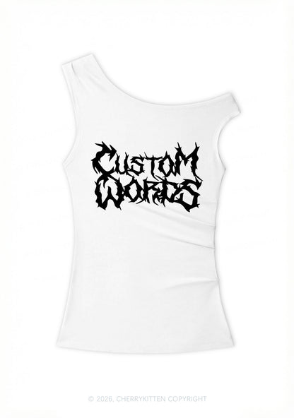 Custom Text Punk Font Y2K Off Shoulder Tank Top Cherrykitten