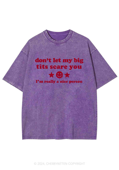 Don't Let My Big Txts Scare You Y2K Washed Tee Cherrykitten