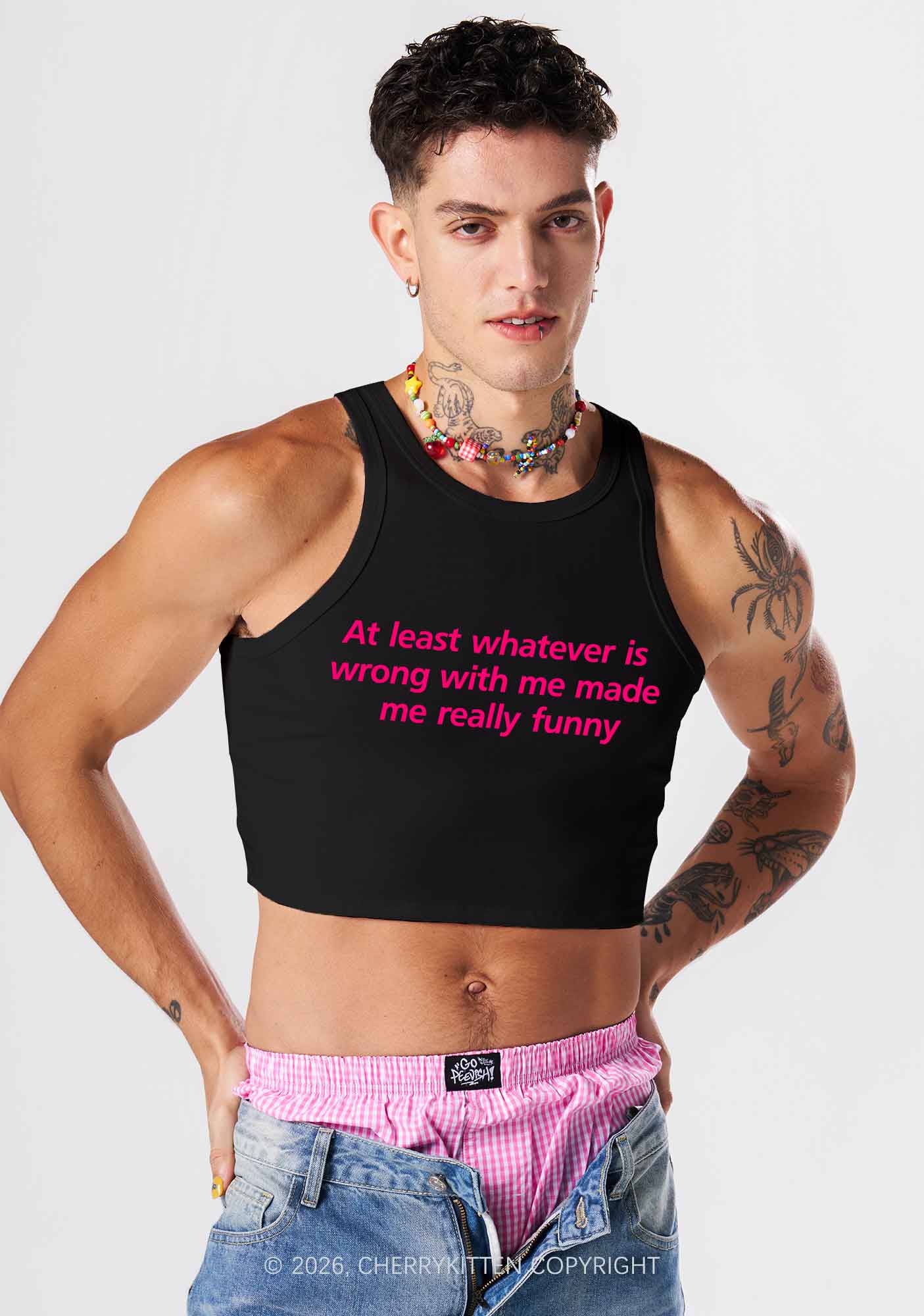 Whatever Is Wrong With Me Y2K Crop Tank Top Cherrykitten