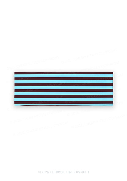 Blue Brown Stripes Y2K Print Headband Cherrykitten