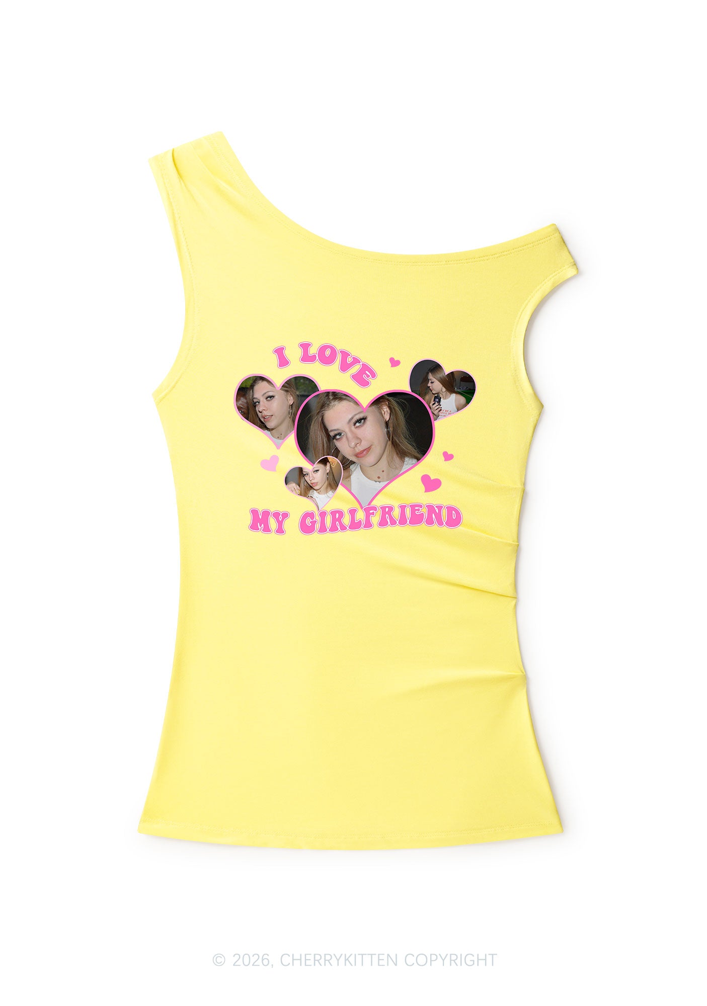 Custom I Love My BF GF Valentine's Day Y2K Off Shoulder Tank Top Cherrykitten