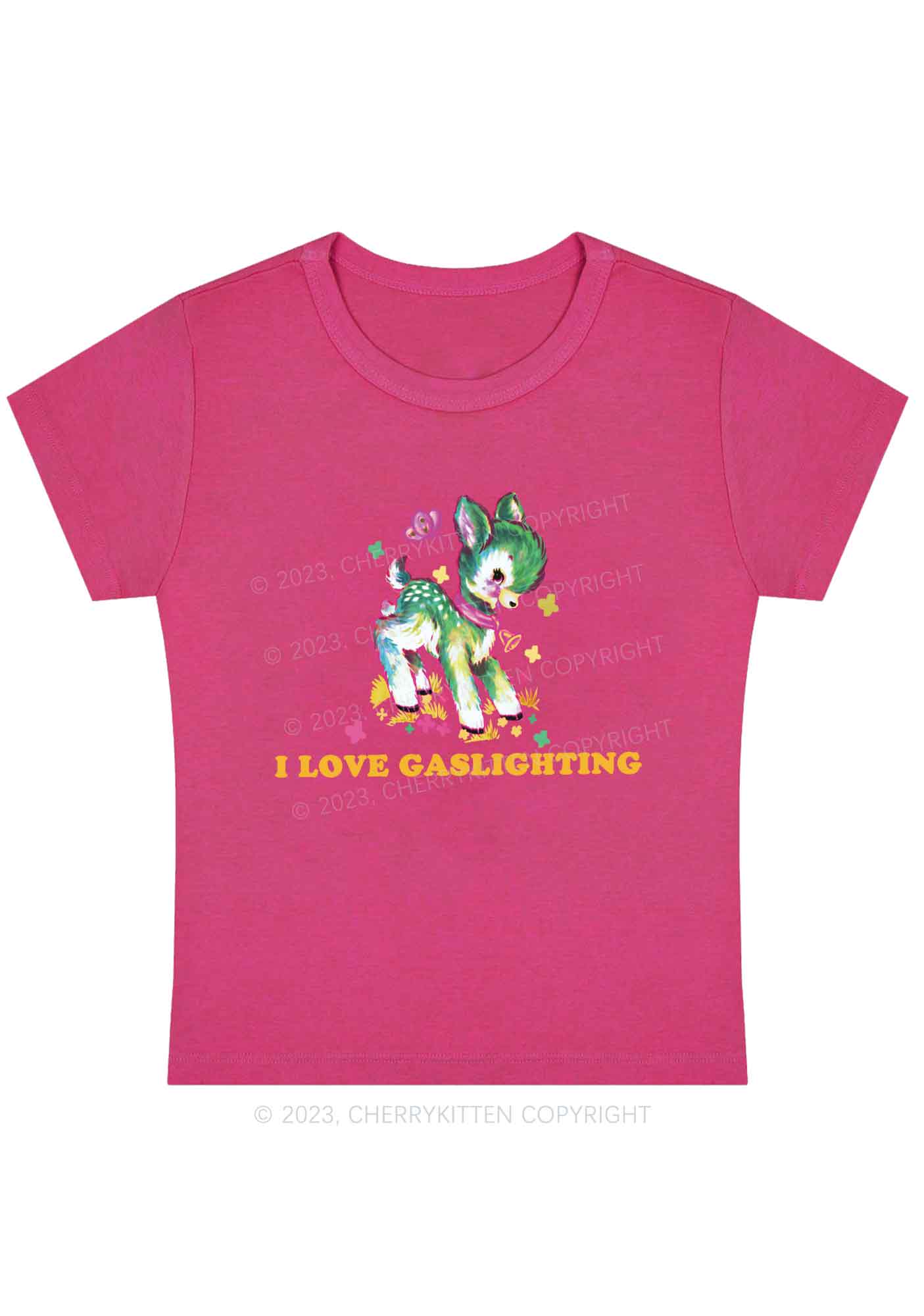 Curvy I Love Gaslighting Y2K Baby Tee Cherrykitten