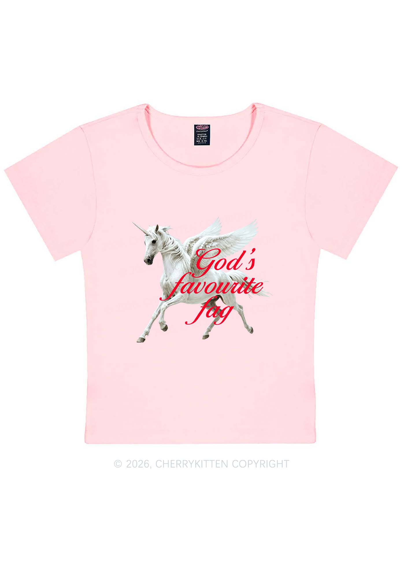 Gods Favourite Fag Pride Y2K Baby Tee Cherrykitten