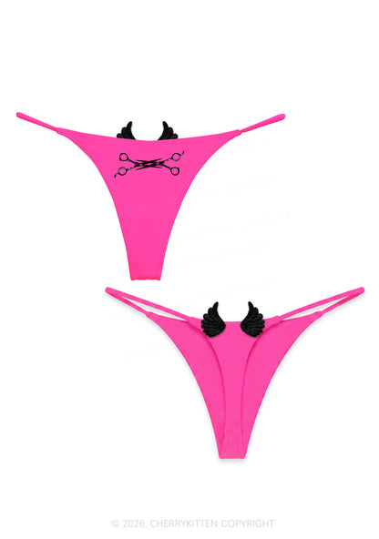 Pink Scissor Pride Y2K Goth Angel Wings Bikini String Thong Cherrykitten