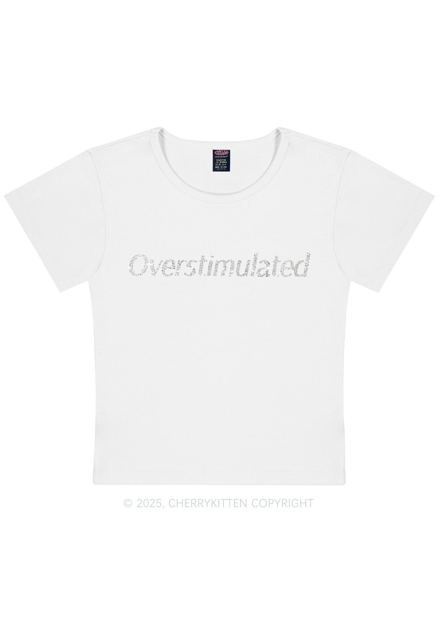 Rhinestone Overstimulated Y2K Baby Tee Cherrykitten