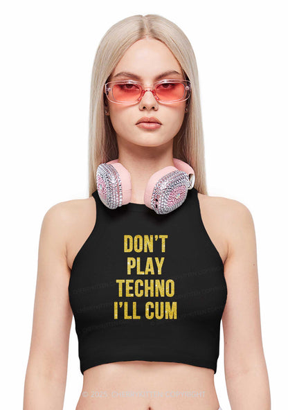 Glitter Dont Play Techno Y2K Crop Tank Top Cherrykitten