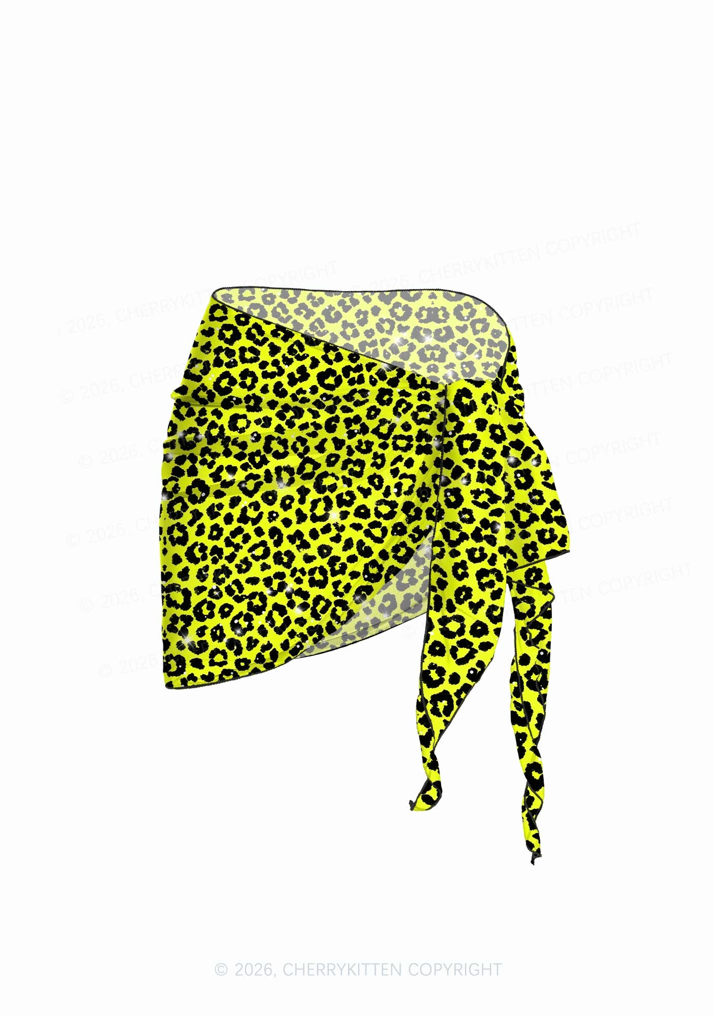 Lime Yellow Leopard Y2K Print Bikini Set Cherrykitten