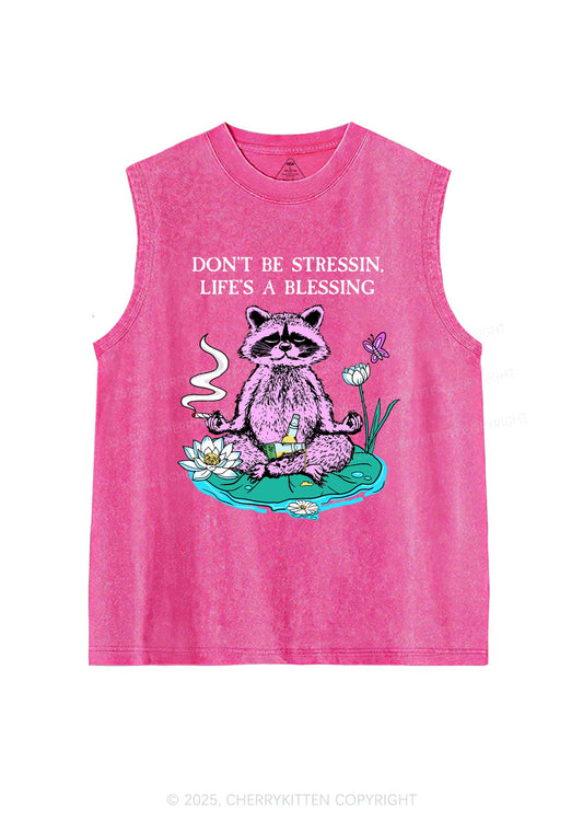 Dont Stress Raccoon Y2K Washed Muscle Tank Cherrykitten