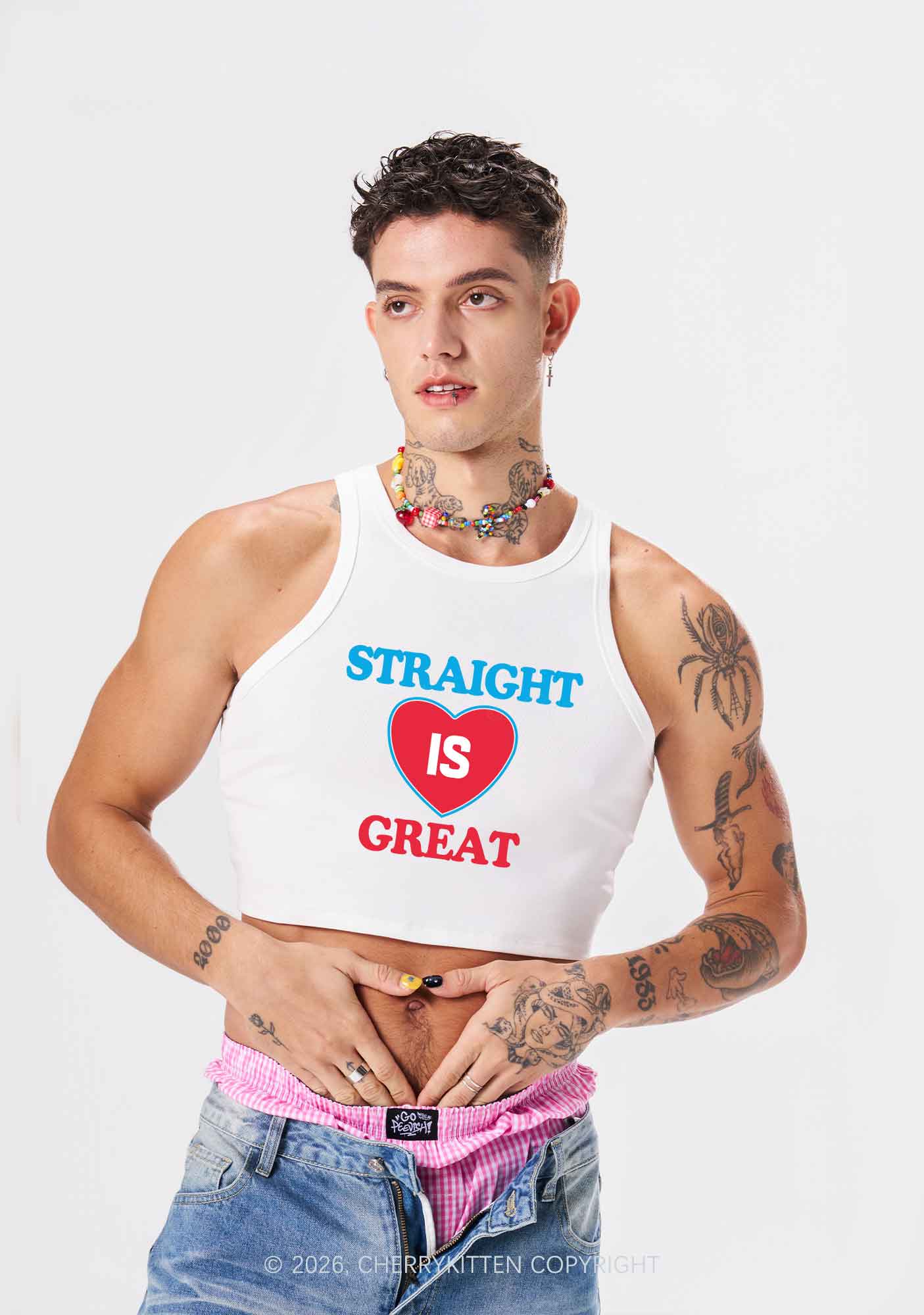 Straight Is Great Pride Y2K Crop Tank Top Cherrykitten