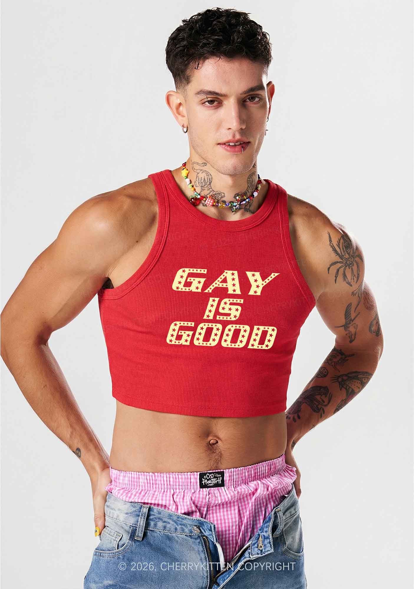 Gay Is Good Pride Y2K Crop Tank Top Cherrykitten