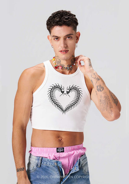 Halloween Centipede Heart Shape Y2K Crop Tank Top Cherrykitten