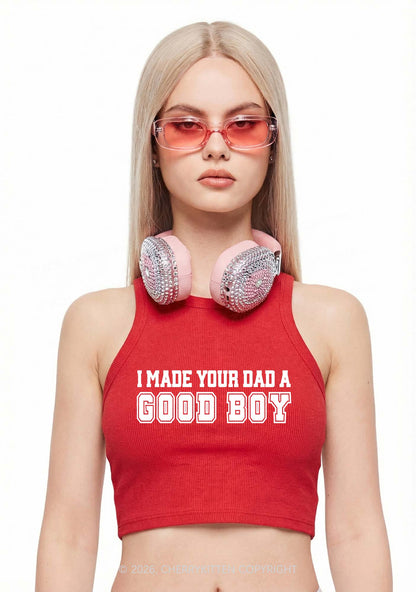 Made Your Dad A Good Boy Y2K Crop Tank Top Cherrykitten