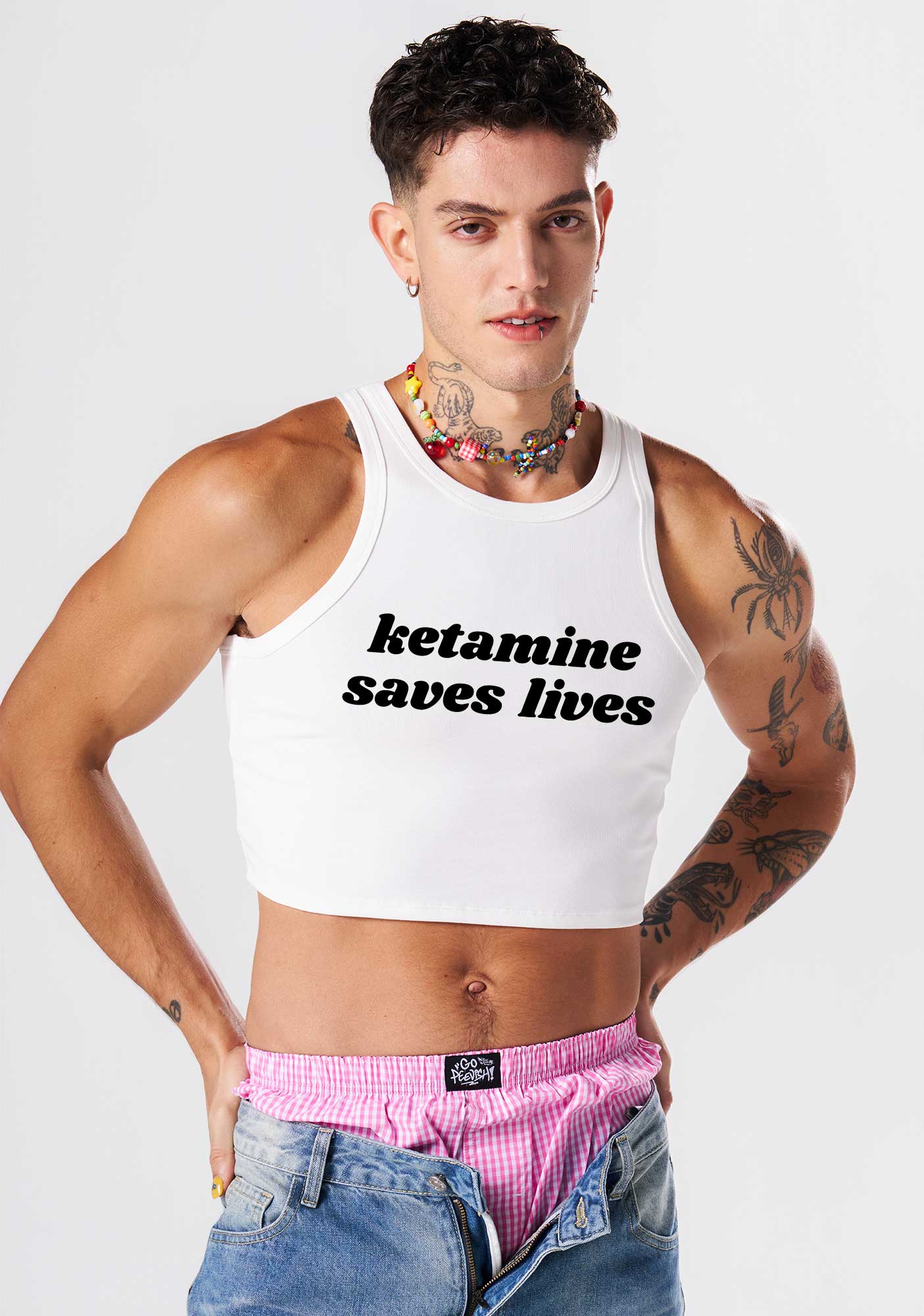 Kxxamine Saves Lives Y2K Crop Tank Top Cherrykitten