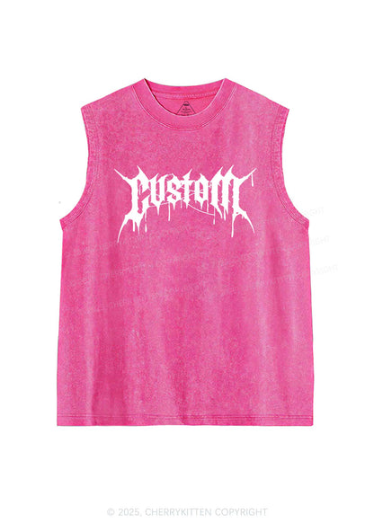 Custom Font Art Y2K Washed Muscle Tank Cherrykitten