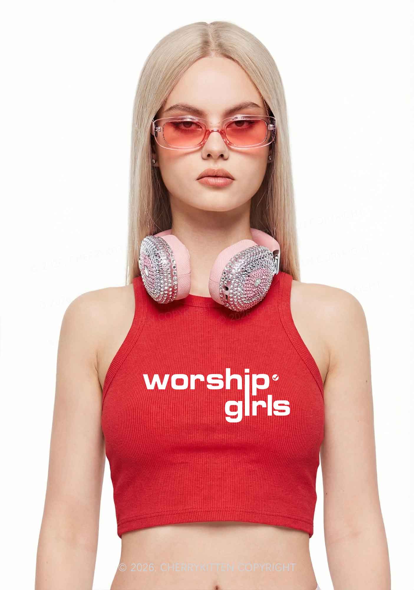 Worship Girls Pride Y2K Crop Tank Top Cherrykitten