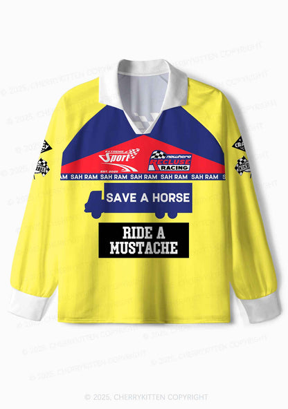 Custom Ride A Mustache Y2K Sport Long Sleeve Jersey Shirts Cherrykitten