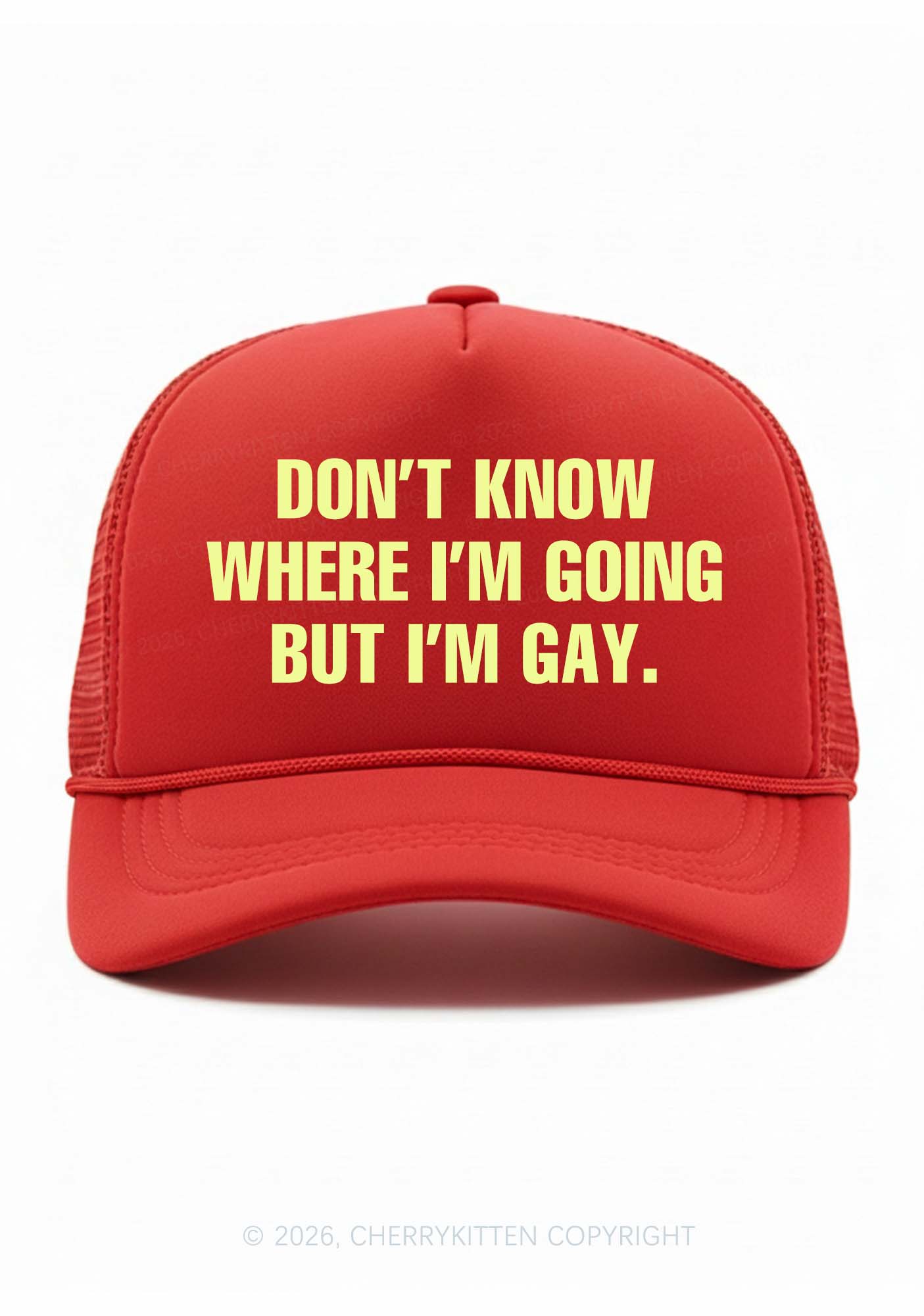 But Im Gay Pride Y2K Trucker Hat Cherrykitten