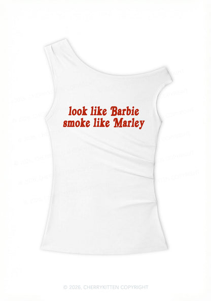 Smoke Like Marley Y2K Off Shoulder Tank Top Cherrykitten