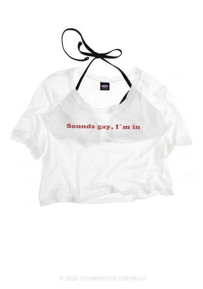 Sounds Gay Pride Y2K Sheer Crop Tee Cherrykitten