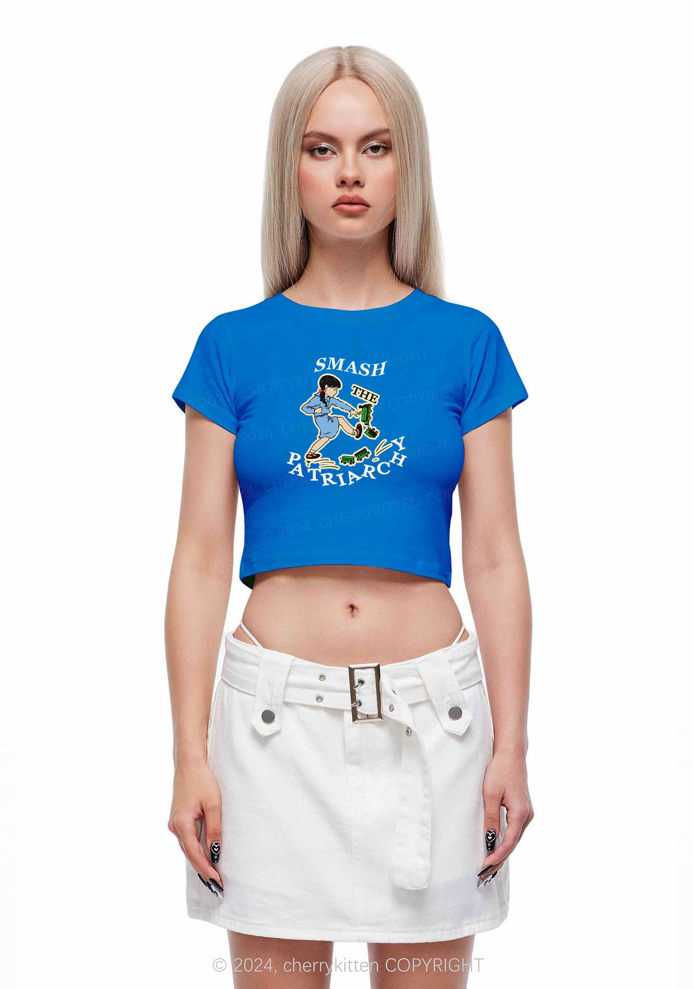 Smash The Patriarchy Y2K Baby Tee Cherrykitten