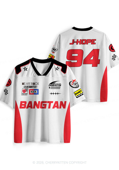 White Korean Boys Y2K Sport Jersey Shirts Cherrykitten