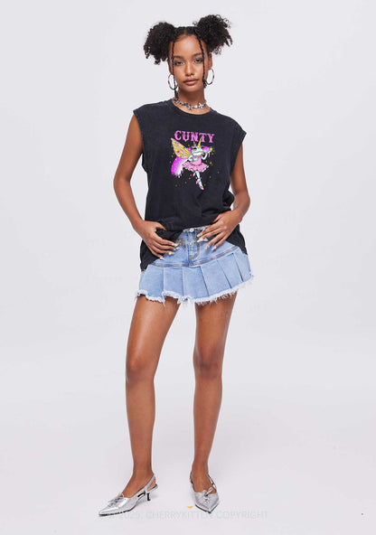 Cxxty Fairy Frog Y2K Washed Muscle Tank Cherrykitten