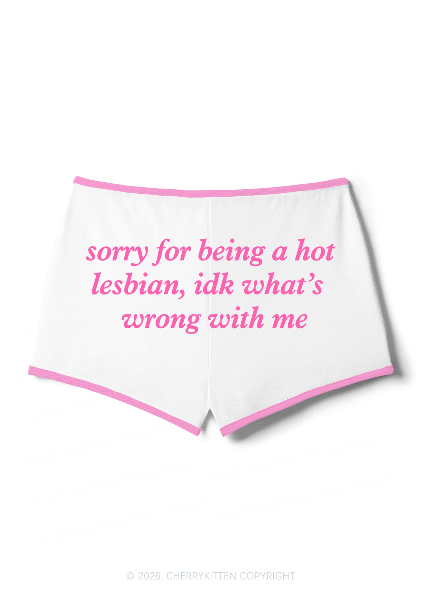 Sorry For Being Hot Lesbian Pride Y2K Booty Shorts Cherrykitten
