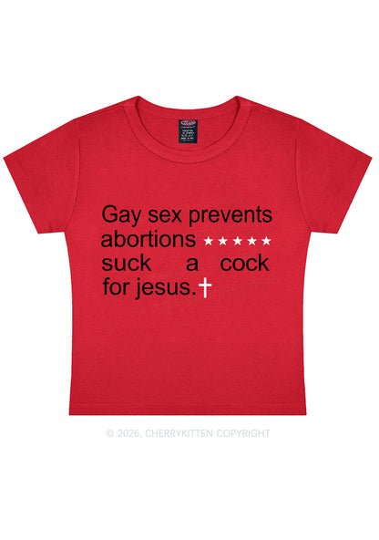 Suck A Cock For Jesus Pride Y2K Baby Tee Cherrykitten