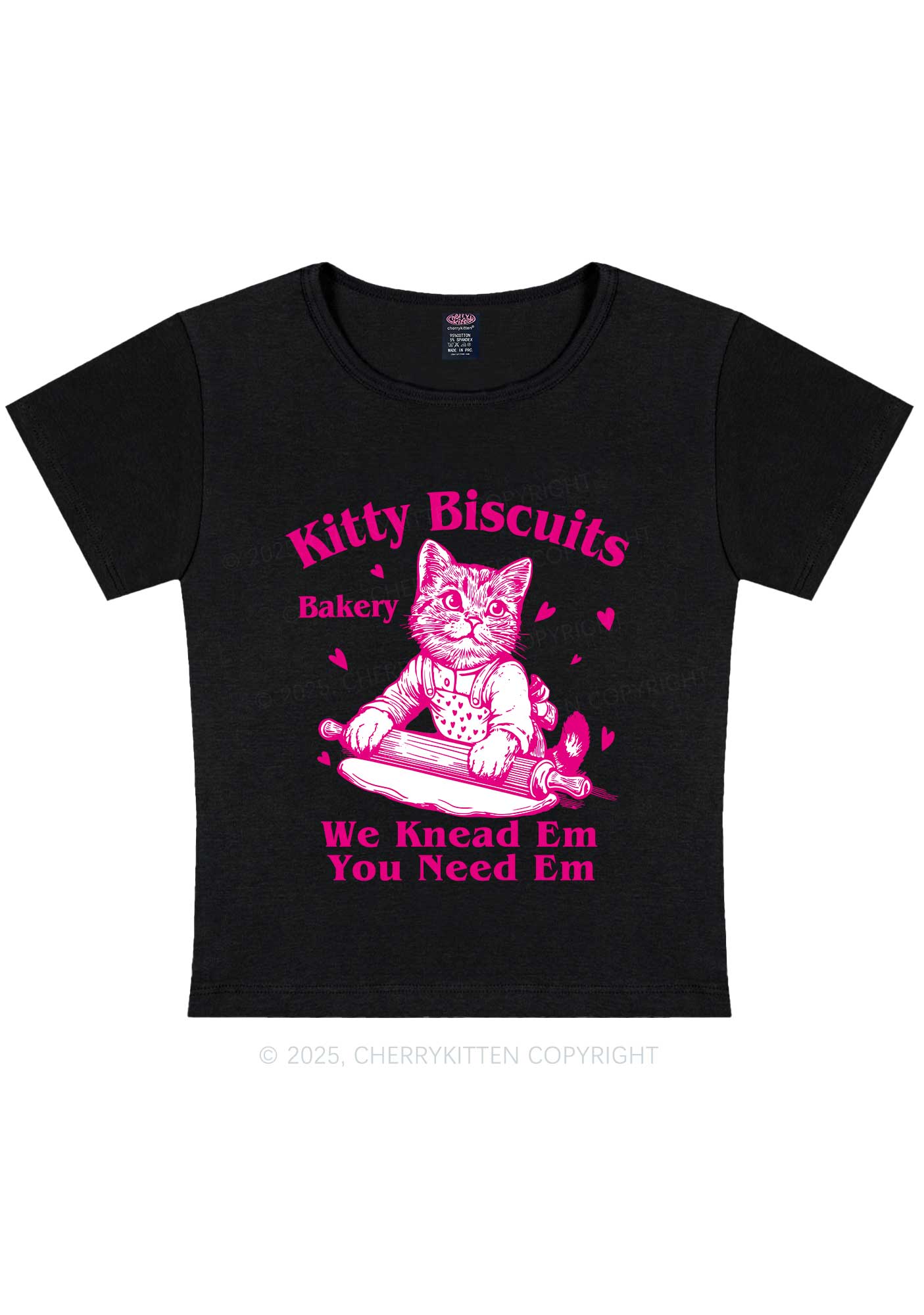 Kitten Biscuits Bakery Valentine's Day Y2K Baby Tee Cherrykitten