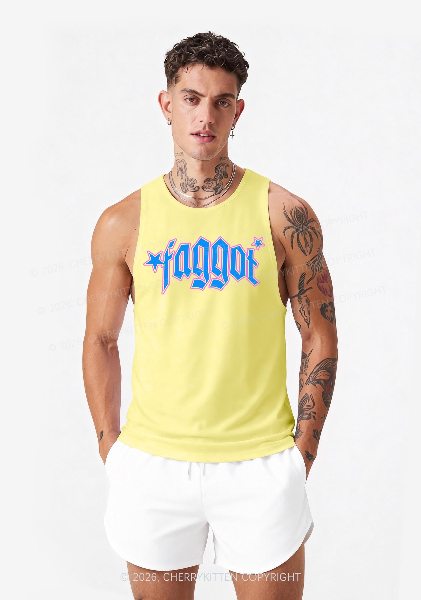 Faggot Stars Pride Y2K Men Racerback Tank Top Cherrykitten