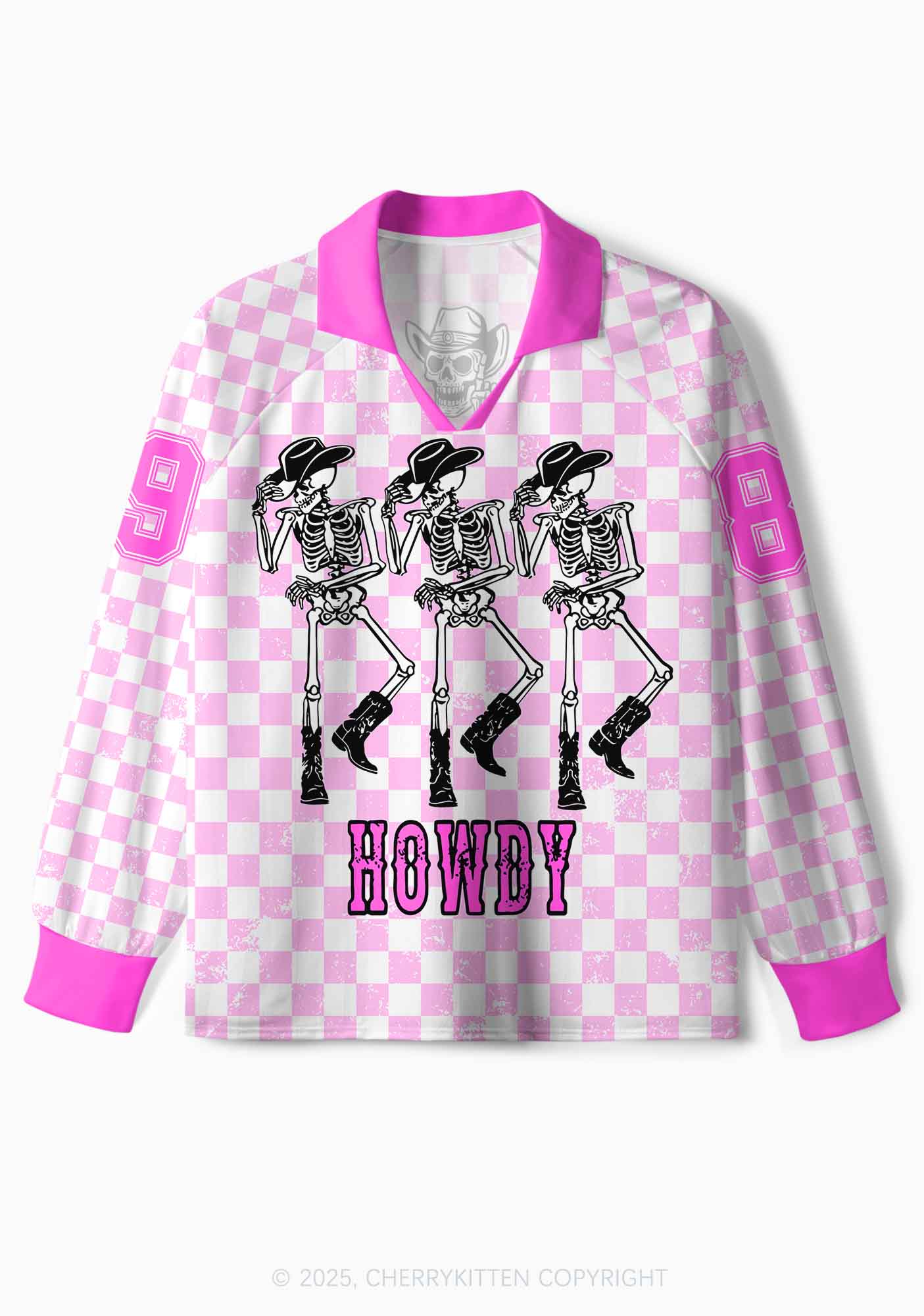 Custom Halloween Howdy Dancing Skeletons Y2K Long Sleeve Sport Jersey Shirts Cherrykitten