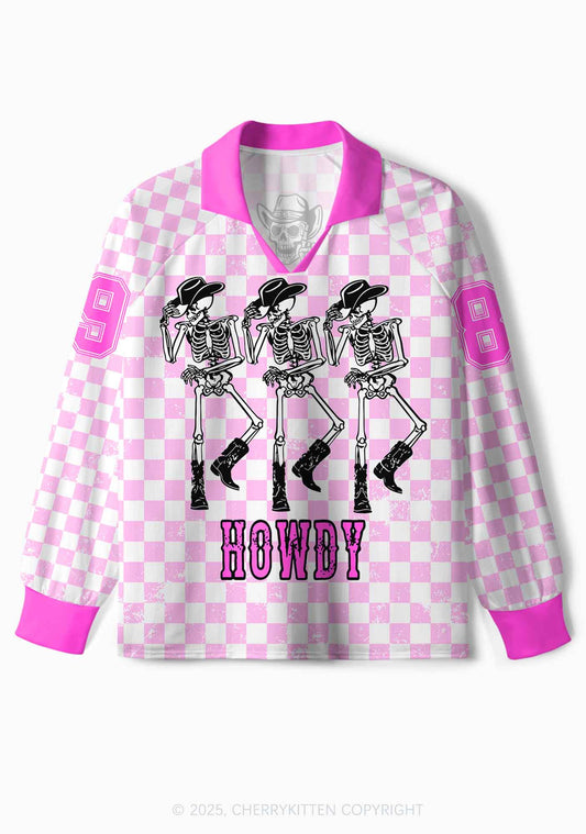 Custom Halloween Howdy Dancing Skeletons Y2K Long Sleeve Sport Jersey Shirts Cherrykitten