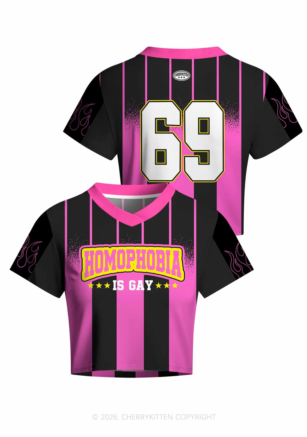 Homophobia Gay Pride Y2K Crop Football Jersey Shirts Cherrykitten