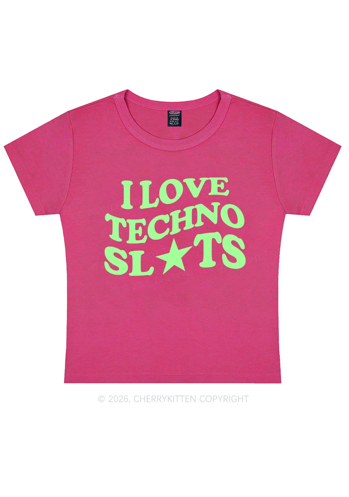 I Love Techno Slxts Y2K Baby Tee Cherrykitten