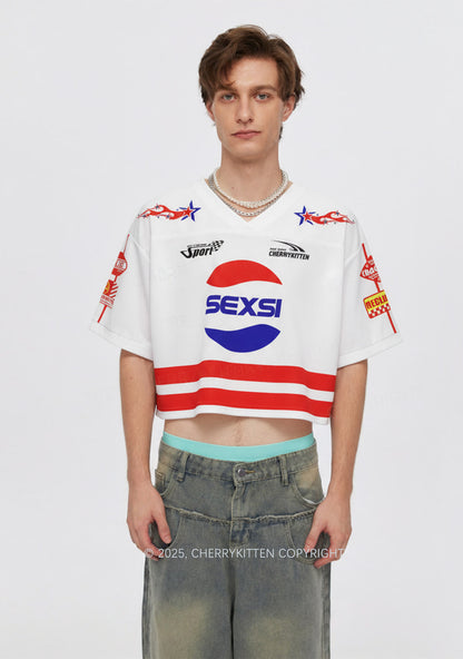 Custom Red Blue Sexsi Y2K Crop Sport Jersey Shirts Cherrykitten