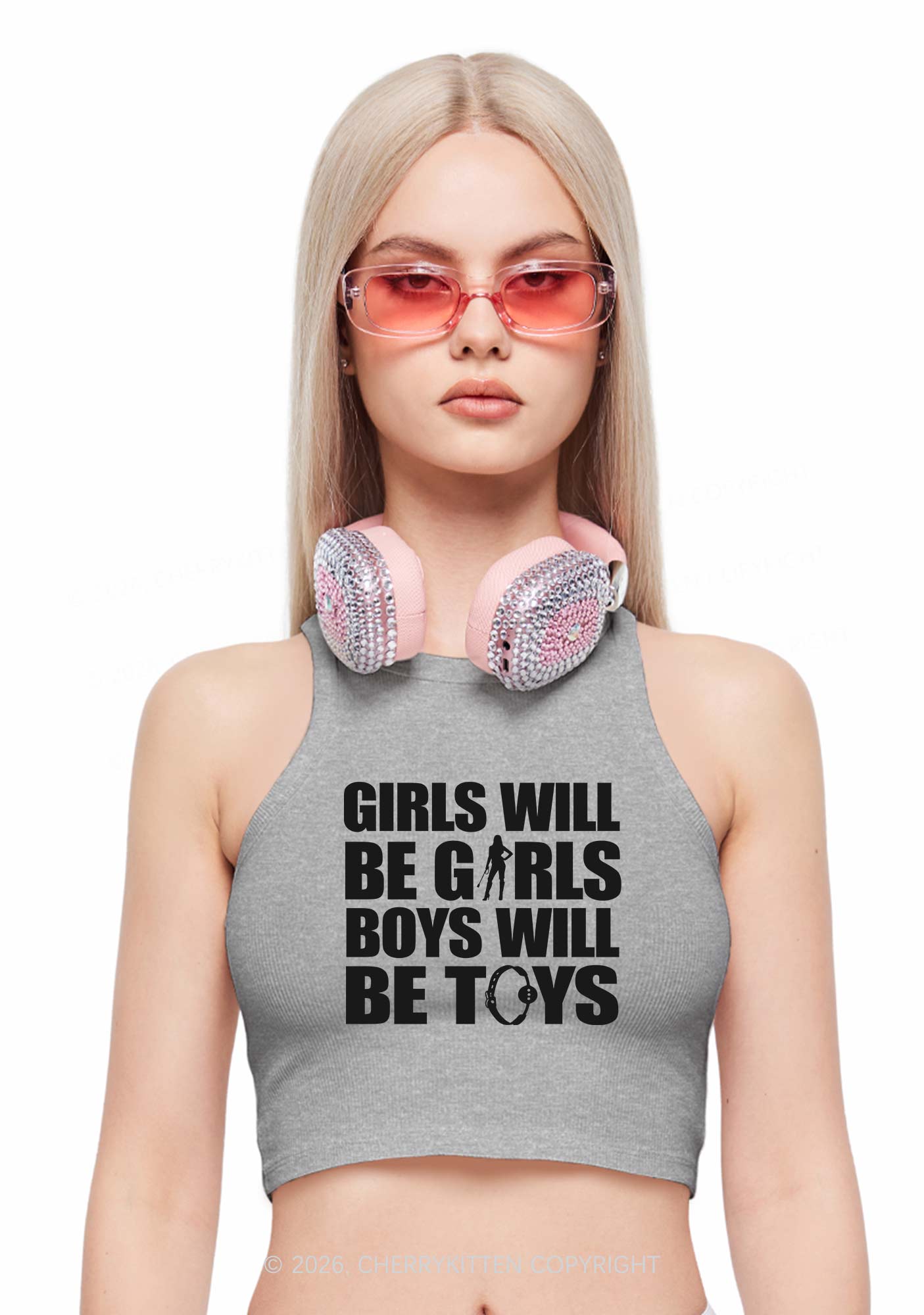 Girls Toys Y2K Crop Tank Top Cherrykitten