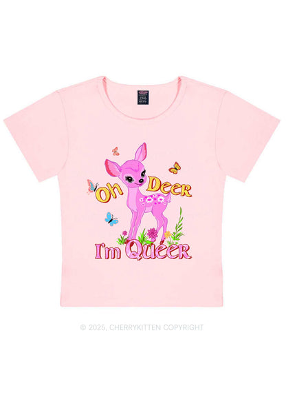 Oh Deer Im Queer Pride Y2K Baby Tee Cherrykitten