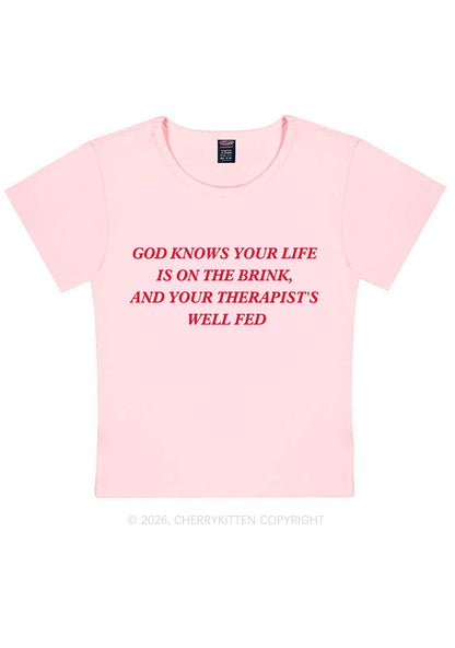 God Knows Your Life Is On The Brink Y2K Baby Tee Cherrykitten