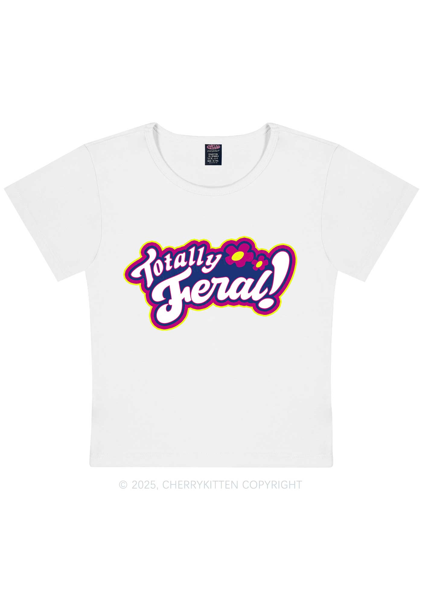 Totally Feral Y2K Baby Tee Cherrykitten
