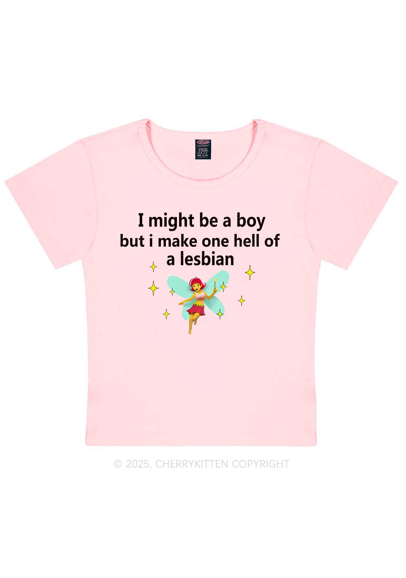 Make Hell Of Lesbian Y2K Baby Tee Cherrykitten