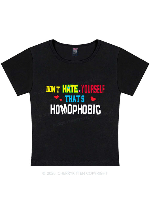 Hate Yourself Thats Homophobic Pride Y2K Baby Tee Cherrykitten