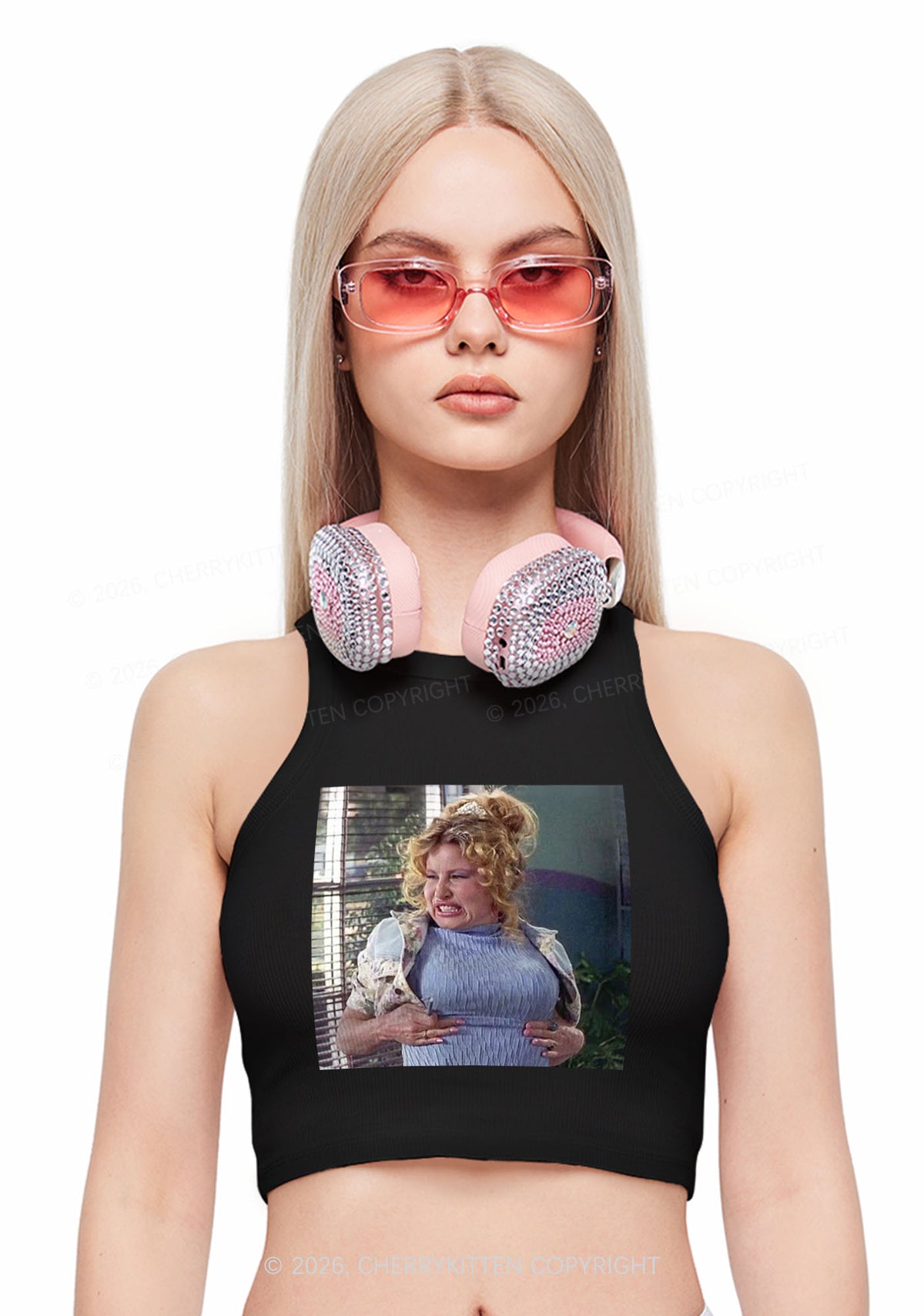 Huge Bxxb Blonde Y2K Crop Tank Top Cherrykitten