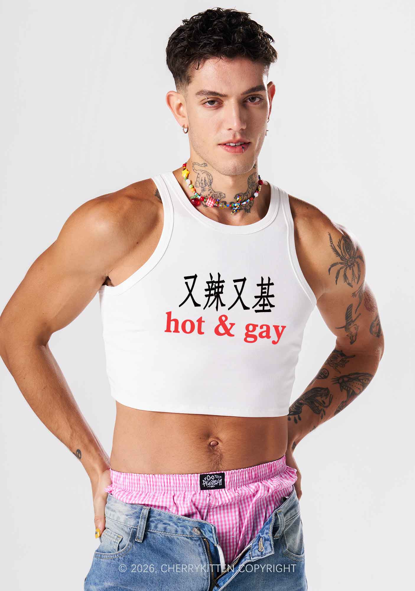 Hot Gay Pride Y2K Crop Tank Top Cherrykitten