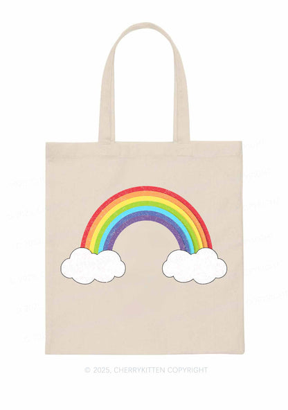 Rainbow Cloud  Pride Y2K Canvas Tote Bag Cherrykitten