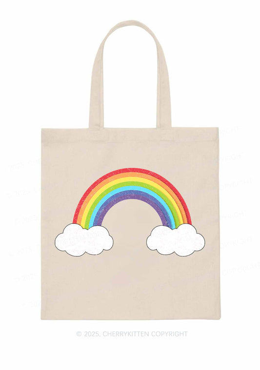 Rainbow Cloud  Pride Y2K Canvas Tote Bag Cherrykitten