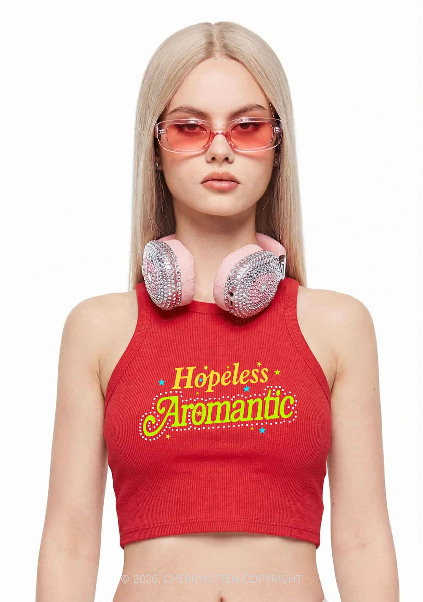 Hopeless Aromantic Pride Y2K Crop Tank Top Cherrykitten
