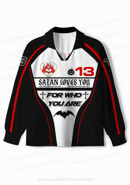 Halloween Custom Satan Loves Y2K Sport Long Sleeve Jersey Shirts Cherrykitten