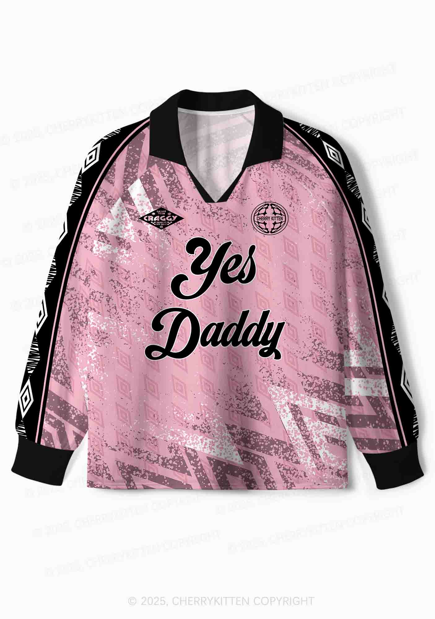 Custom Pink Yes Daddy Y2K Sport Long Sleeve Jersey Shirts Cherrykitten