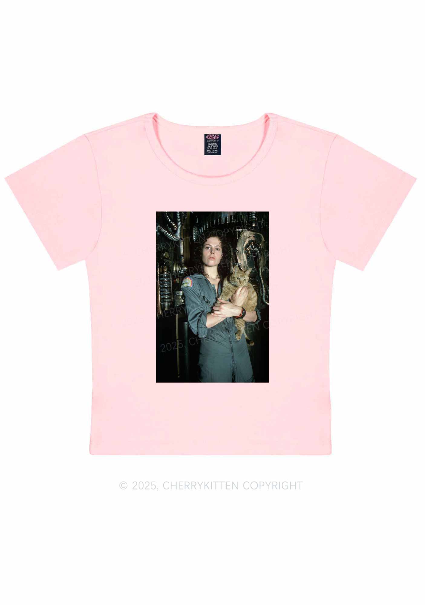 Halloween Space Lady Cat Y2K Baby Tee Cherrykitten