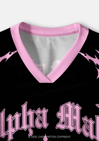 Pink Alpha Male Butterfly Pride Y2K Crop Sport Jersey Shirts Cherrykitten